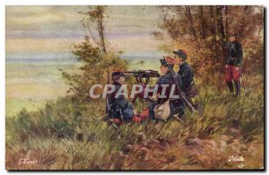 Postcard Old Army Infantry Application of the machine gun