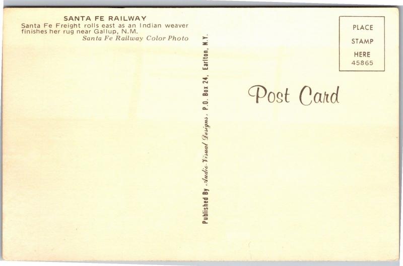 Indian Weaver Near Santa Fe Railway, Gallup NM Vintage Postcard Y03
