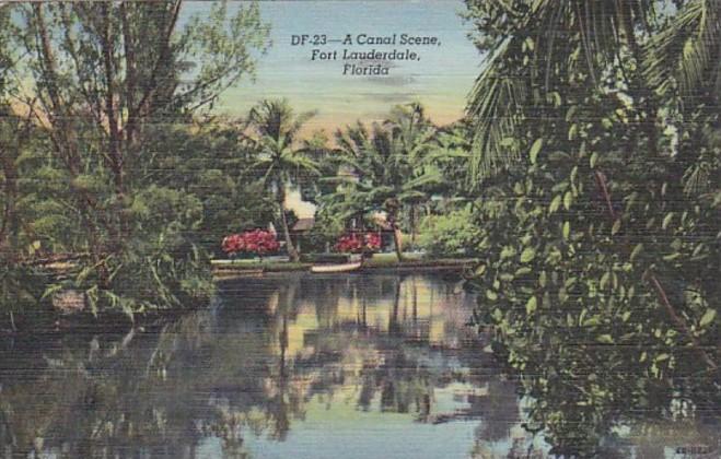 Florida Fort Lauderdale Canal Scene 1945 Curteich