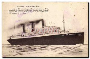 Postcard Old Ship Ship Ile de France