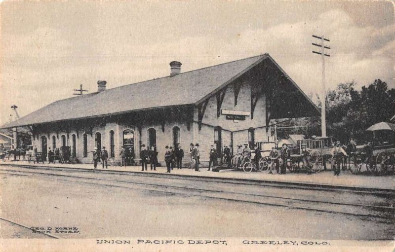 Greeley Colorado Union Pacific Depot Train Station Vintage Postcard AA30973