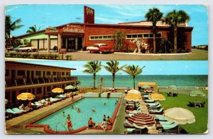 Safari Motel Miami Beach Ocean Front Pool Classic Car, Vintage Postcard c1957 P3