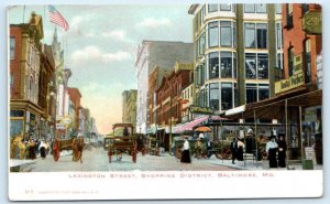 BALTIMORE, Maryland MD ~ Shopping District LEXINGTON STREET Scene 1906 Postcard