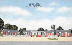 Jones Motel US Highway 49 Collins Mississippi 1968c linen postcard