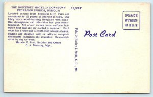EXCELSIOR SPRINGS, Missouri MO ~ Roadside MONTEREY MOTEL c1940s Linen  Postcard