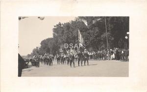 B98/ Patriotic Parade Real Photo RPPC Postcard c1910 flag Crowd Marching 20