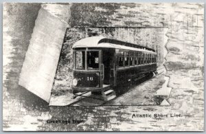 York Main 1950s Modern RPPC Real Photo Postcard Atlantic Shore Line Trolley