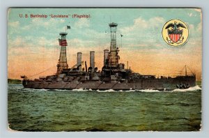 US Military Battleship Louisiana Flagship Vintage Postcard