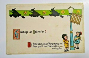 Winsch Back Halloween Postcard 3 Witches Gottschalk Series 5073 Original Unused 