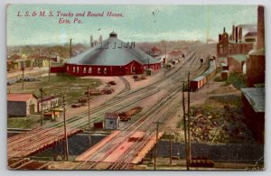 Erie PA L.S. & M.S. Tracks and Round House Pennsylvania Postcard K44