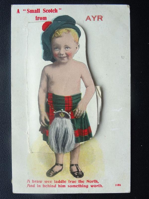 Scotland AYR 12 Image NOVELTY A Small Scotch PULL-OUT c1913 Postcard