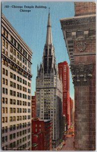 Chicago Temple Building Illinois Street View Gothic Skyscraper Church Postcard