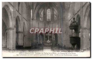 Old Postcard Dreux Eure et Loir Interior Eglsie of St. Peter The Great Nave a...