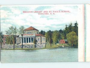Unused Divided-Back ST. PAUL SCHOOL & SHELDON LIBRARY Concord NH d6126
