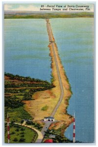 Aerial View Of Davis Causeway Between Tampa And Clearwater FL Vintage Postcard 