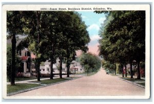 c1910 James Street Residence District Road Exterior Columbus Wisconsin Postcard