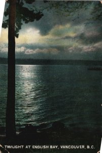 Vintage Postcard Twilight At English Bay Vancouver British Columbia Canada