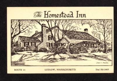 MA The Homestead Inn Restaurant LUDLOW MASS POSTCARD