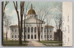 Hudson New York~Court House In Fall~Park Bench~HC Leighton UDB Vintage Postcard