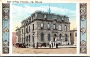 Post Office Building Windsor Ontario Canada UNP WB Postcard L10