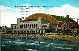 Auditorium and Convention Hall Atlantic City NJ New Jersey Linen Postcard A6