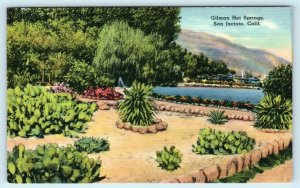 SAN JACINTO, California CA ~ GILMAN HOT SPRINGS ca 1940s Linen Roadside Postcard