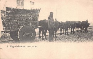 S. MIQUEL ACORES CARRO DE BOL AZORES PORTUGAL GIBRALTAR STAMP POSTCARD 1903