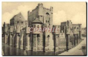 Old Postcard Ghent Gent Chateau Des Comtes Vu Du Pont De La Decapitation