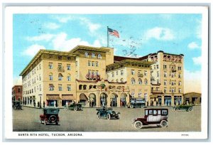 1928 Santa Rita Hotel Building Cars Tucson Arizona AZ Posted Vintage Postcard