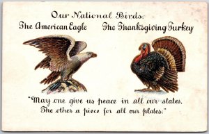 National Bird American Eagle & Thanksgiving Turkey Postcard