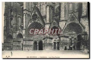 Old Postcard Bourges Cathedrale Five Gates