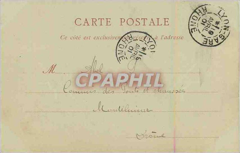 Postcard Old Lyon Junction Rhone and Saone (map 1900)