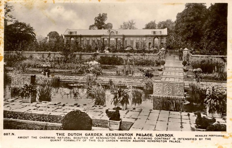 UK - England, London. Kensington Place, Dutch Garden    RPPC