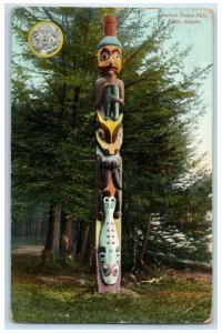 Sitka Alaska Postcard Indian Totem Pole Exterior View Park 1909 Vintage Antique