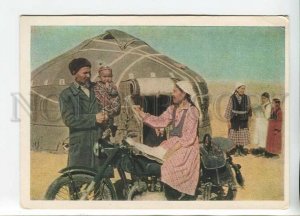 449003 USSR 1957 Uzbekistan Kyzyl-Kum delivery newspapers pasture motorcycle