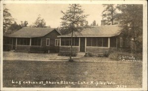 Lake Ripley Wisconsin WI Shore Place Log Cabin c1930s Real Photo Postcard