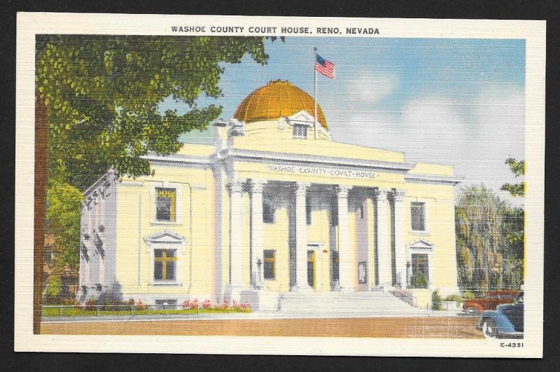 Washoe County Court House Street View Reno Nevada Unused c1930s