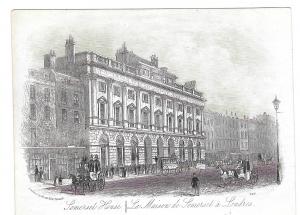 Somerset House 1851 Steel LIne Engraving Views of London J T Wood Print