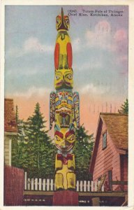 Totem Pole of Thlinget Chief Kian - Ketchikan AK, Alaska - pm 1928 - WB