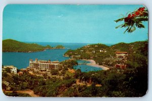 Acapulco Gro Mexico Postcard Hotel Caleta Caletilla Beach 1956