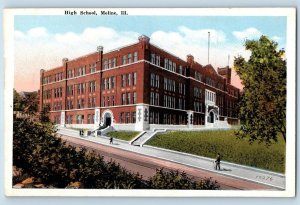 Moline Illinois IL Postcard High School Building Exterior Scene c1920's Antique
