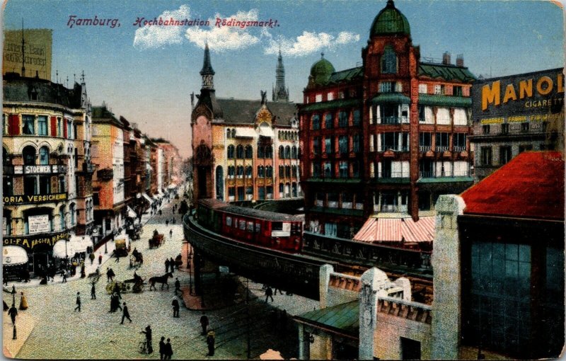 Vtg Hamburg Germany Hochbahstation Rodingsmarkt Railway Station Postcard