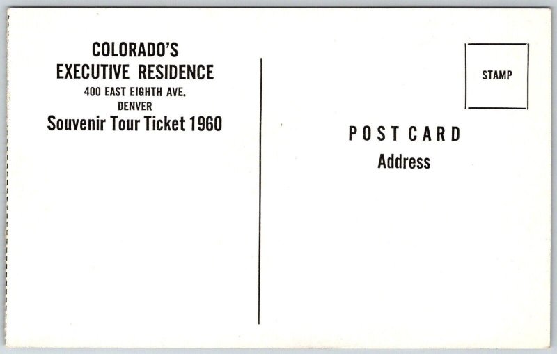 Denver Colorado 1960s Souvenir Postcard Colorado Executive Residence