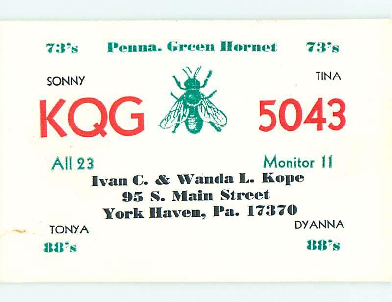 comic - QSL CB HAM RADIO CARD York Haven Pennsylvania PA t9659