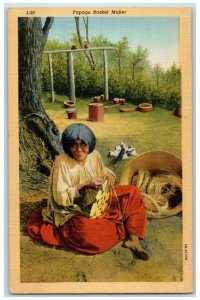 Native American Indian Papago Basket Maker Southern Arizona AZ Vintage Postcard