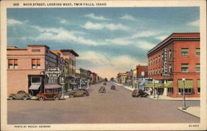 Twin Falls Idaho ID Main Street Scene Department Store Linen Vintage Postcard