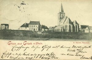 GRIETH, Kalkar, Teilansicht mit Kirche (1898) AK