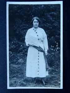 Studio Portrait of YOUNG LADY in Costume c1908 RPPC - Alfred McCann / Uttoxeter