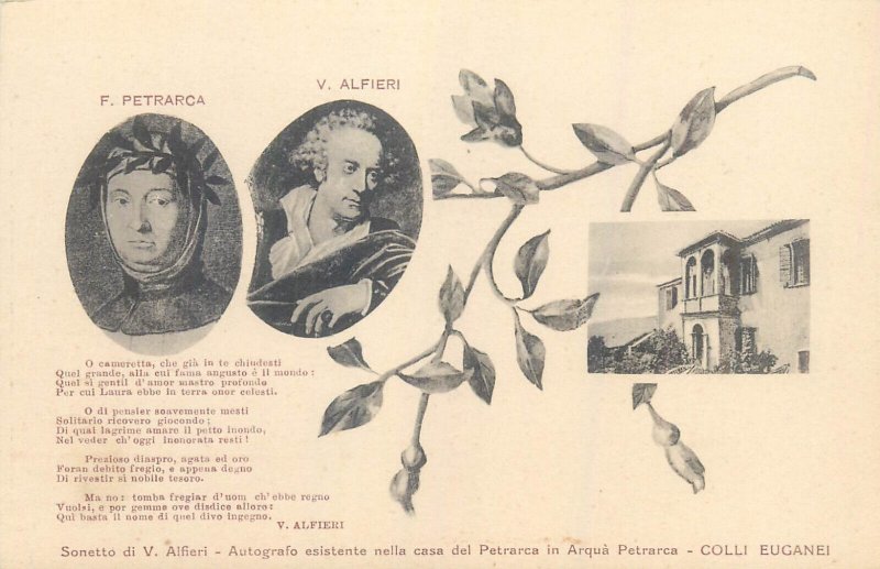 Francesco Petrarca & Vittorio Alfieri Italian poets remembrance Colli Euganei 