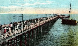 1920's Ocean Pier And Steamboat Landing, Coney Island, NY Postcard F80